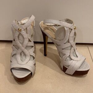 Guess White Textured High Heel Sandals
